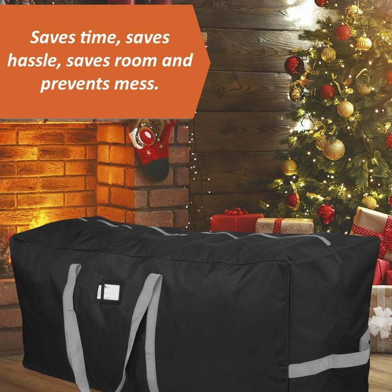 Primode Heavy Duty Christmas Tree Storage Bag, Fits Up to 9 Ft. Tall Disassembled Trees, 25" H X 20" W X 65" L, Durable 600D Oxford Material, Heavy Duty Xmas Storage Container (Black) - Image 4