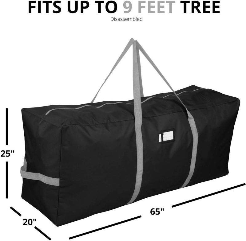 Primode Heavy Duty Christmas Tree Storage Bag, Fits Up to 9 Ft. Tall Disassembled Trees, 25" H X 20" W X 65" L, Durable 600D Oxford Material, Heavy Duty Xmas Storage Container (Black) - Image 5