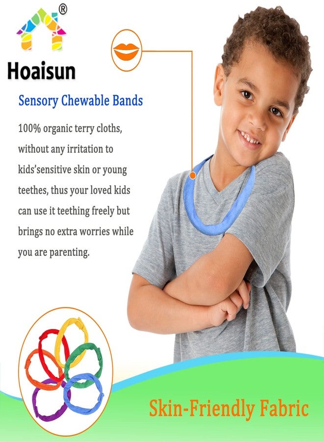 Hoaisun Chew Necklaces for Sensory Kids, Cloth Fabric Necklace Oral Toys for Boys Girls Alternative to Chewing, Terry Absorbent Chewy Toy Autism for ADHD SPD Fidgeting 6 Pack - Image 2