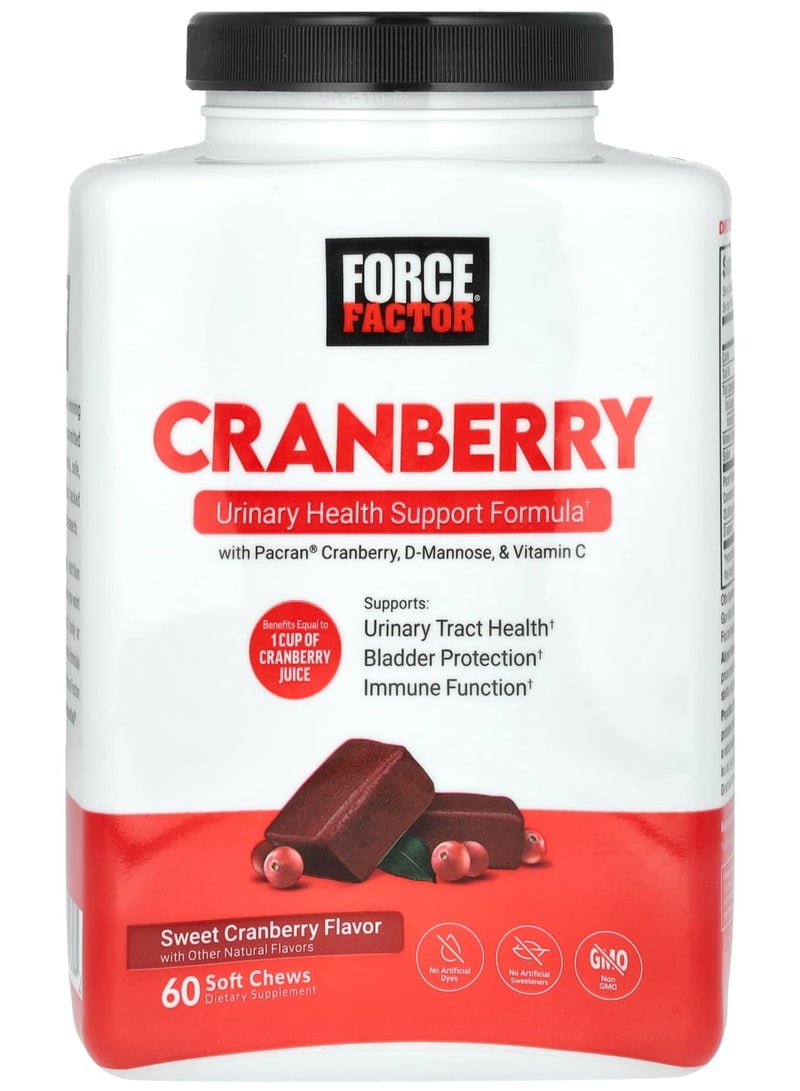 Force Factor Cranberry with D-Mannose & Vitamin C Sweet Cranberry 60 Soft Chews