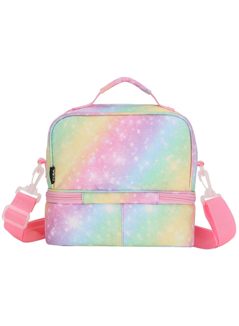 CUBS Cat Print Raindow Waterproof double decker lunch bag with removable shoulder strap carrying your favorite meals to school, work or while traveling - Image 3