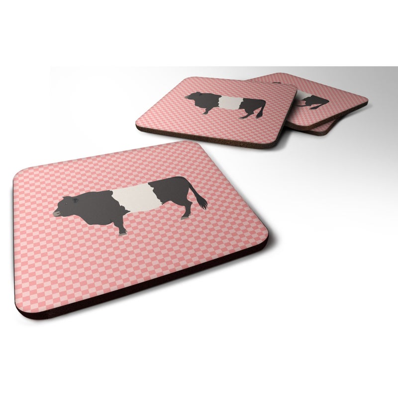 Caroline's Treasures ""Caroline's Treasures Belted Galloway Cow Pink Check Decorative coasters  3.5  Multicolor"" 