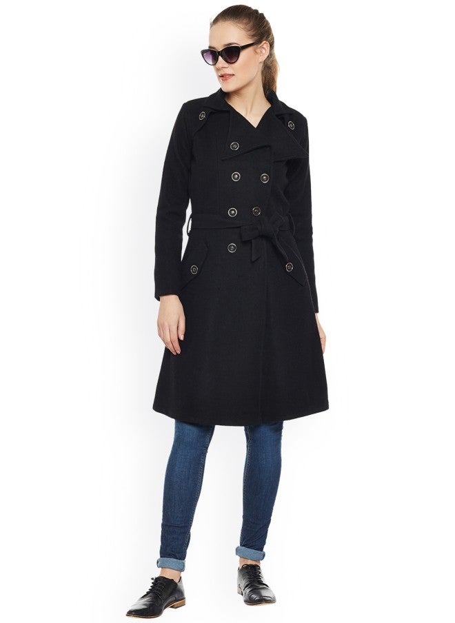 Athena Black Trench Coat for Women - Image 5
