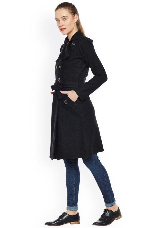 Athena Black Trench Coat for Women - Image 3