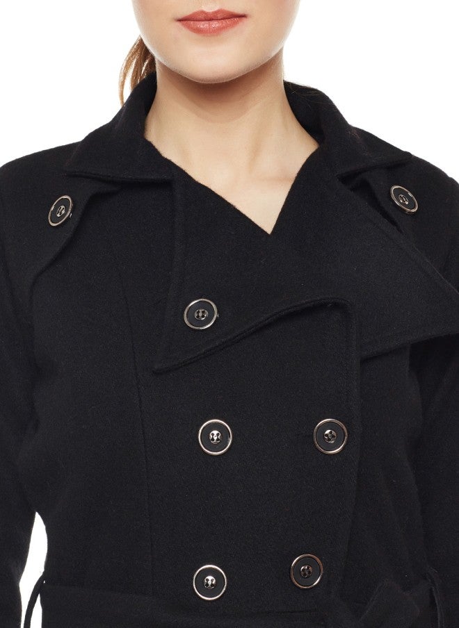 Athena Black Trench Coat for Women - Image 2