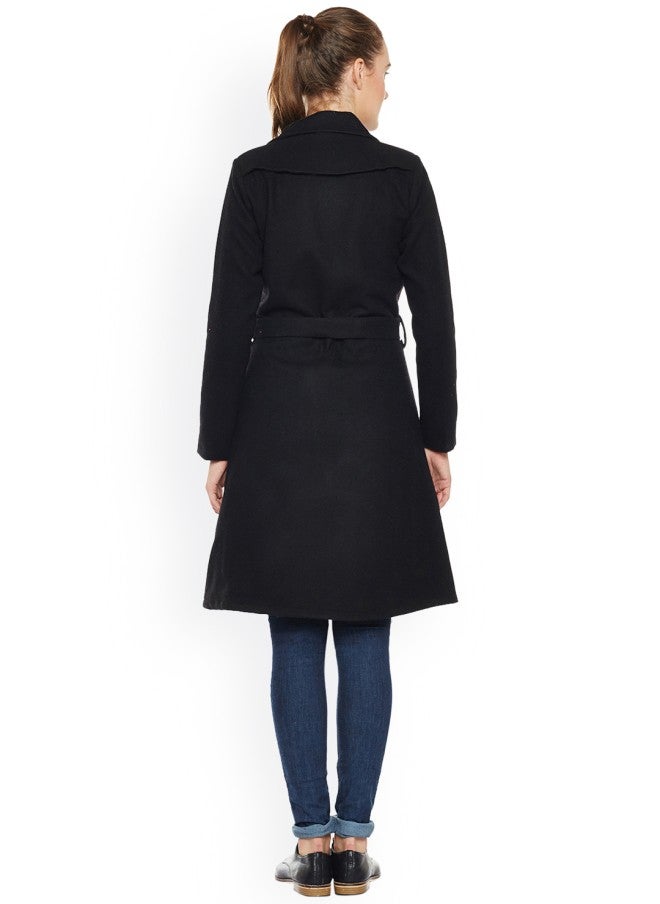 Athena Black Trench Coat for Women - Image 4