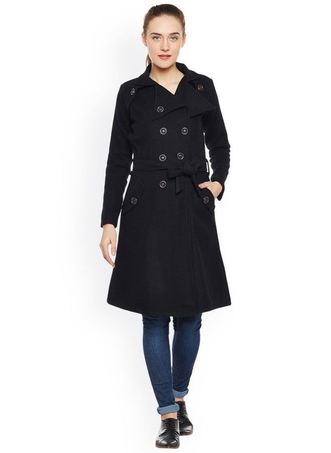 Athena Black Trench Coat for Women - Image 1