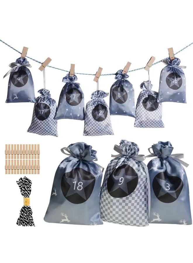 24 Pcs Christmas Drawstring Calendar Gift Bags 10 Second Wrap Holiday Party Favors With Festive Designs Snowflakes Stars Reindeer For Stocking Stuffers Weddings Birthdays Graduations Durable Satin Material Christmas Decorations Best For Christmas Perfect For Thanksgiving Christmas Stocking Filler Favor Bags Advent Calendar Christmas Bags Gift Packaging Organza Bags Wedding Gift For Guest Wedding Favour Small Gift Bags Christmas Gifts - Image 5