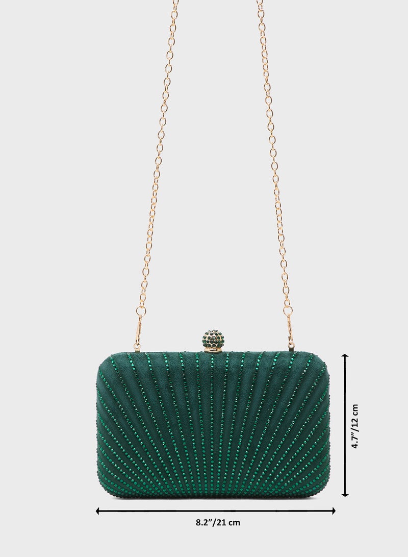 حقيبة يد مرصعة بالخرز والراين