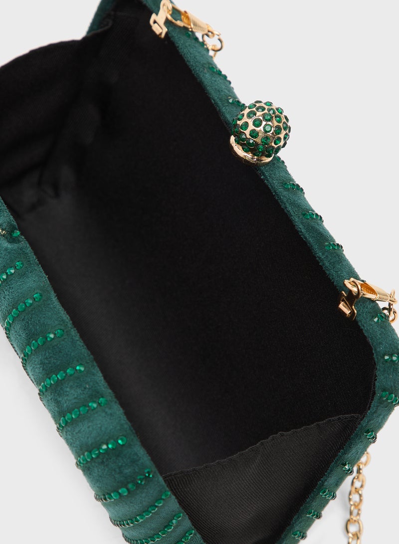 حقيبة يد مرصعة بالخرز والراين