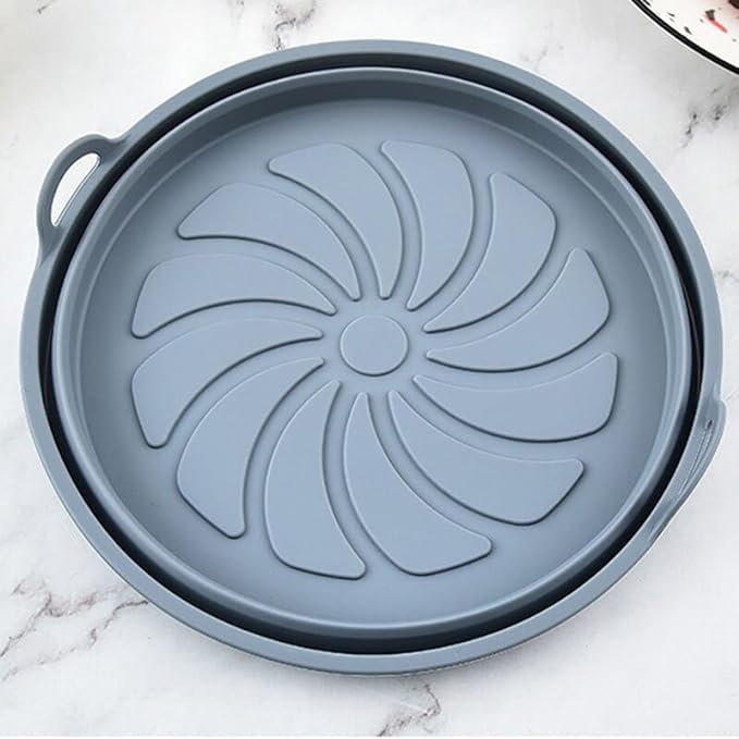 NAIDEV Silicone Basket for Hot Air Fryer NonStick Foldable Basket Round Air Fryer Liners with Ear Handles Silicone Pot Bowl Baking Tray OvenMicrowave Accessories Easy Cleaning Grey - Image 5