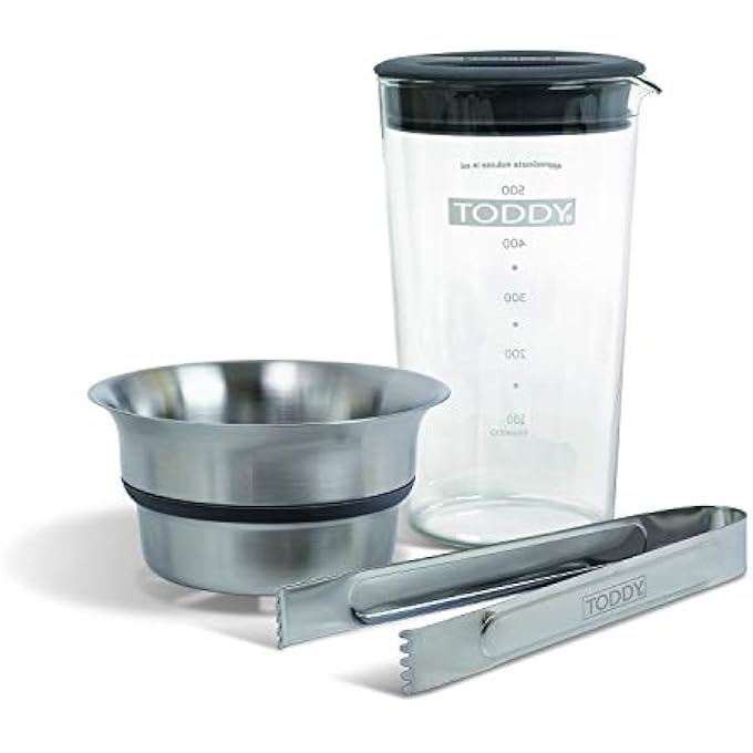 تودي ماكينة القهوة الباردة Artisan Small Batch 17 أونصة 500 مل تشمل إبريق بغطاء سيليكون، سلة فلتر، ملاقط، فلاتر قابلة للتحلل BpaFree - Image 5