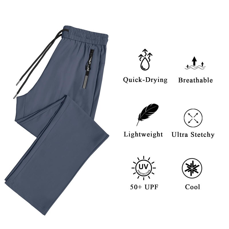 IWOLLENCE Plus Size Lightweight Breathable Hiking Pants for Women Over 50 with Zipper Pockets Ladies Stretch Active Quick Dry Travel Pant Camping Workout Fishing Trousers Seniors Comfy Fit Navy Blue, 2XL - Image 5