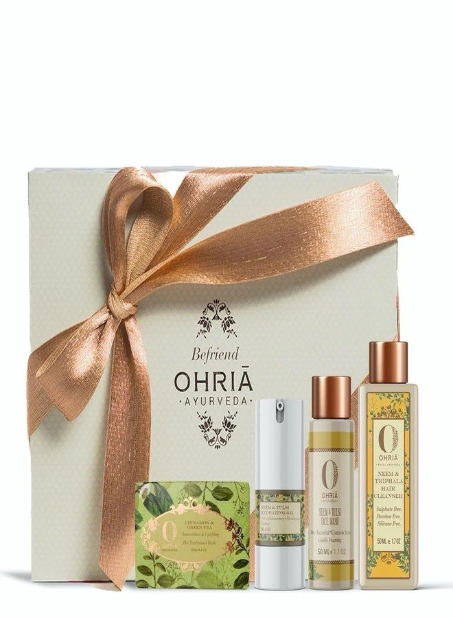 OHRIA Ohriya Ayurveda Nimba Gel+Nimba Shampoo+Nimba Face Wash+Cinnamon & Green Tea Soap Father's day Gift Set - Image 1