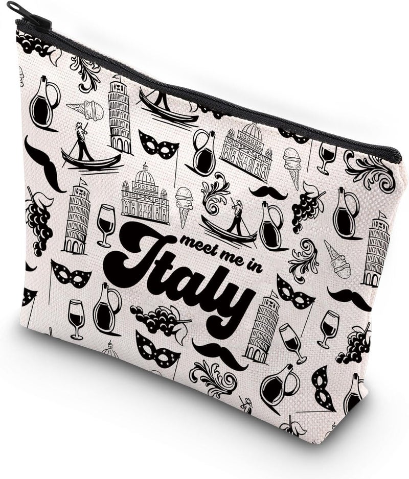 WCGXKO WCGXKO Italian Gift Italy Travel Gift Italy City Italy Trip Italy Trip Zipper Pouch Makeup Bag (ITALY B)