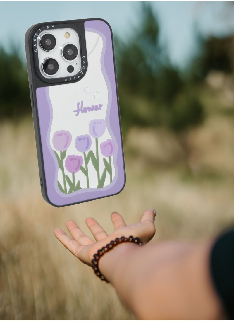 Casetify iPhone 13 Pro Cover Floral Design Hard Phone Case Tempered Glass Back Cover  - Image 3