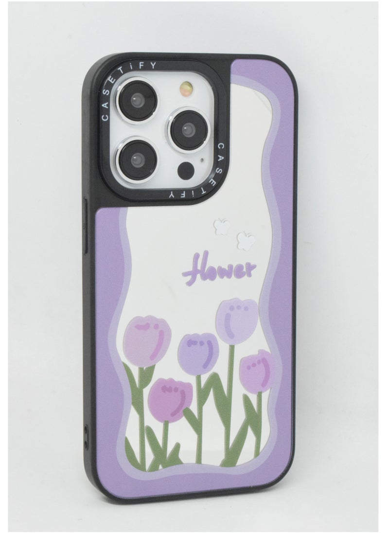 Casetify iPhone 13 Pro Cover Floral Design Hard Phone Case Tempered Glass Back Cover  - Image 1