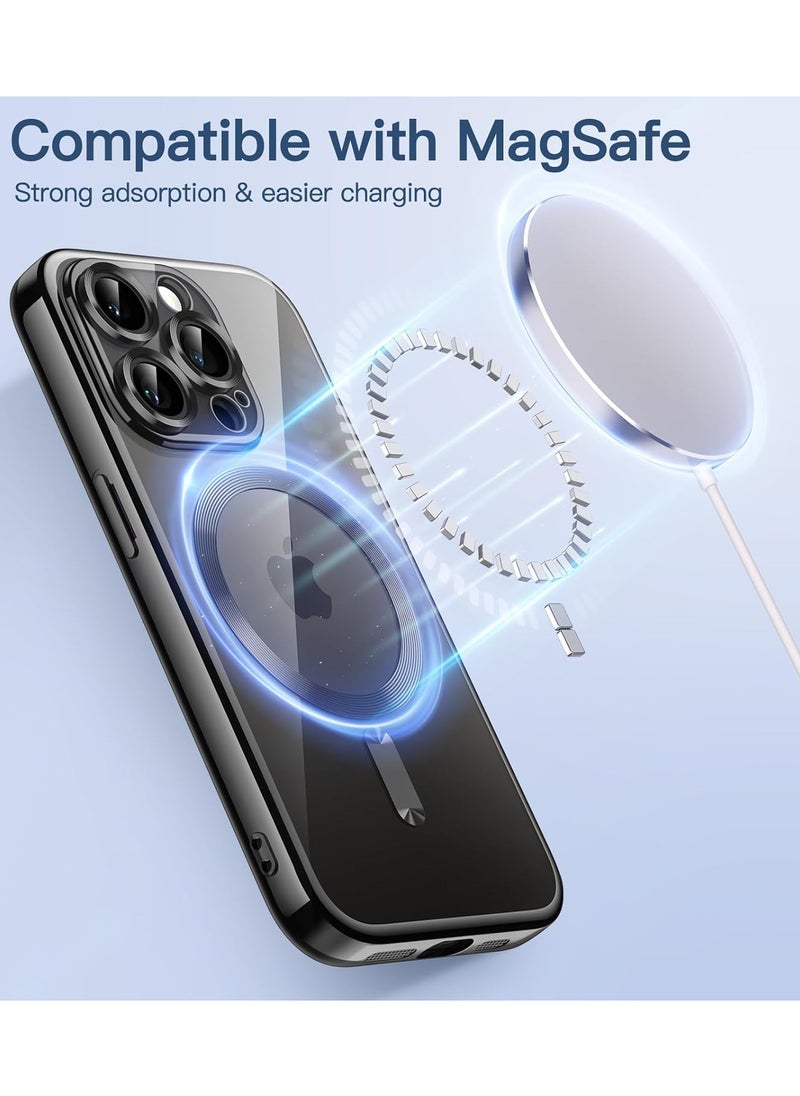 Generic - iPhone 16 Pro Clear Case with MagSafe Wireless Charging Compatible Back Cover with Electroplating Shockproof Frame-BLACK - Image 1