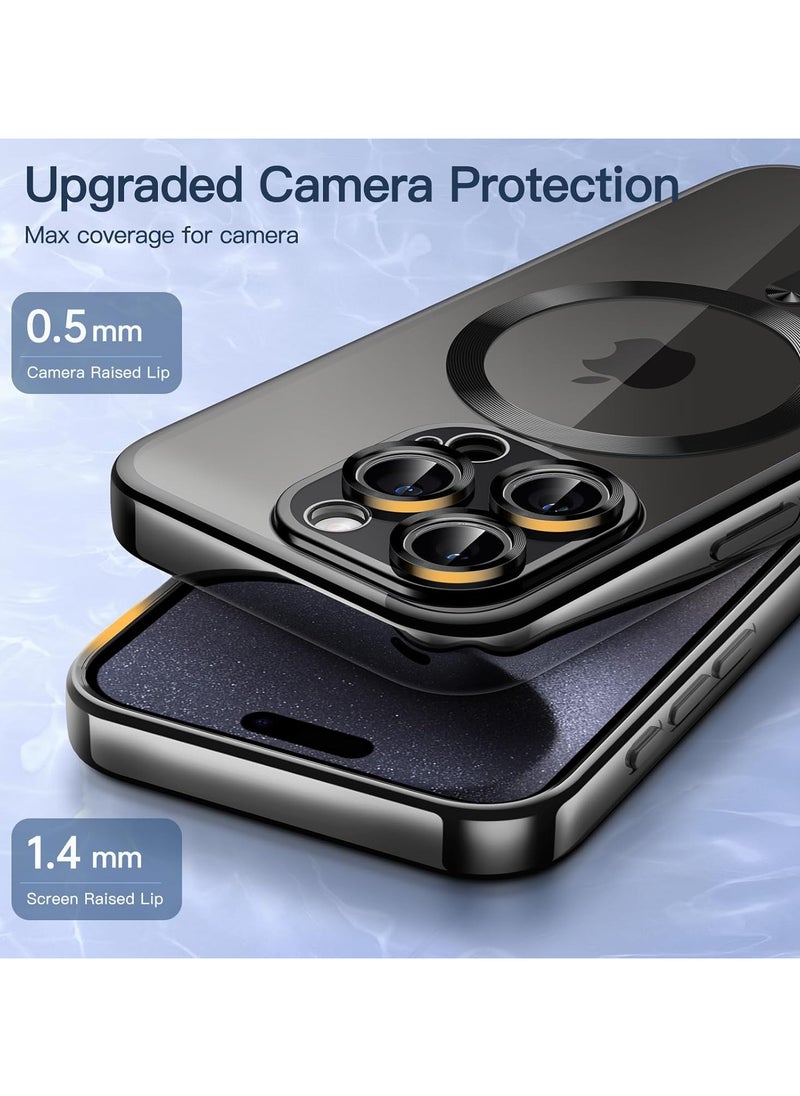 Generic - iPhone 16 Pro Clear Case with MagSafe Wireless Charging Compatible Back Cover with Electroplating Shockproof Frame-BLACK - Image 1
