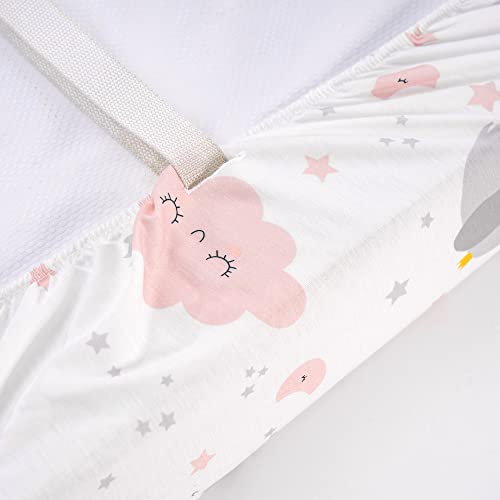 TILLYOU Changing Pad Cover Set in Soft Jersey Material - Fits 32"/34''x16 Contoured Pad for Babies,Elephant & Cloud, Pink - Image 5