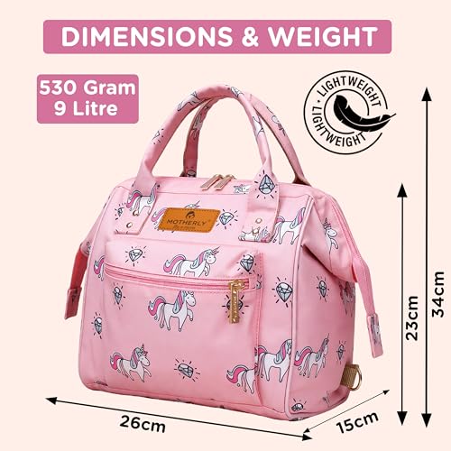 Motherly Nano Diaper Bag for Mothers for Travel– Combo Set with Accessories, Small Maternity Handbag for Newborn Baby,Multiple Pockets Water Resistant Baby Bag (Unicorn Diamond Pink) - Image 3