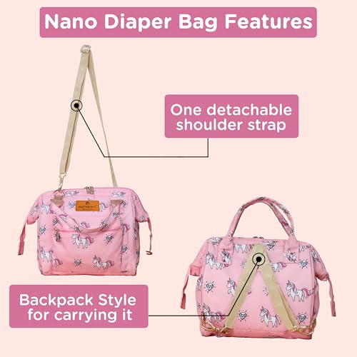 Motherly Nano Diaper Bag for Mothers for Travel– Combo Set with Accessories, Small Maternity Handbag for Newborn Baby,Multiple Pockets Water Resistant Baby Bag (Unicorn Diamond Pink) - Image 5