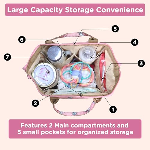 Motherly Nano Diaper Bag for Mothers for Travel– Combo Set with Accessories, Small Maternity Handbag for Newborn Baby,Multiple Pockets Water Resistant Baby Bag (Unicorn Diamond Pink) - Image 4