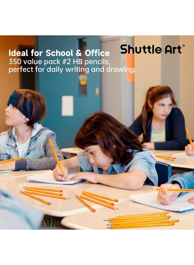 شاتل أرت أقلام رصاص Hb #2 مغلفة بالخشب، عبوة من 350 قلم رصاص أصفر مبراة مع ممحاة، عبوة كبيرة من أقلام الرصاص الجرافيت للمدرسة ومستلزمات المعلمين والكتابة والرسم والتخطيط - Image 5