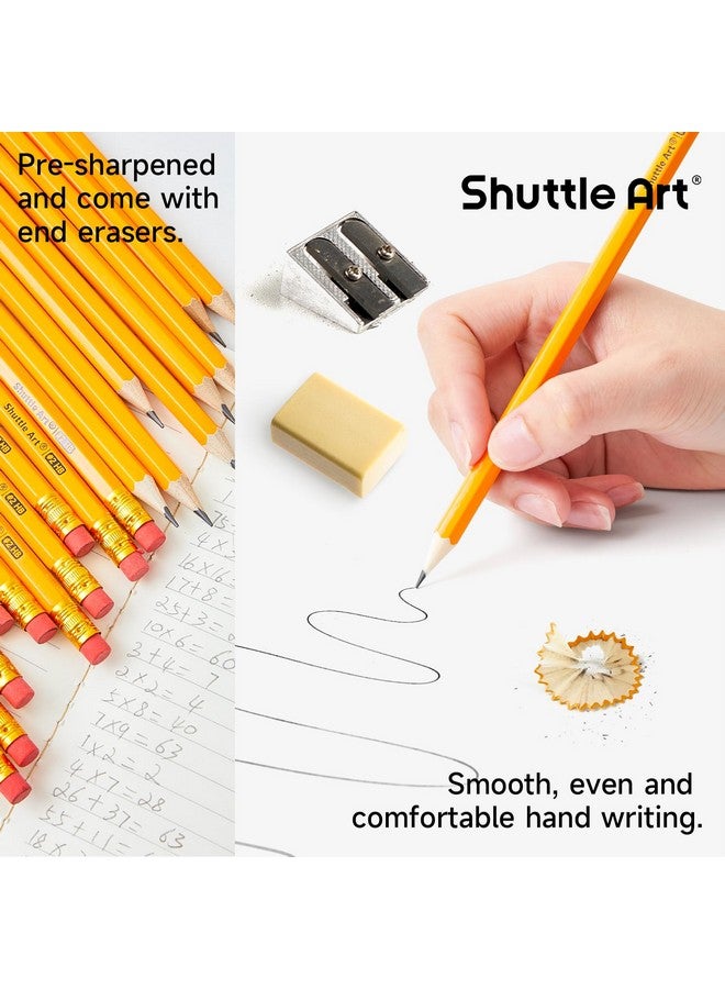 شاتل أرت أقلام رصاص Hb #2 مغلفة بالخشب، عبوة من 350 قلم رصاص أصفر مبراة مع ممحاة، عبوة كبيرة من أقلام الرصاص الجرافيت للمدرسة ومستلزمات المعلمين والكتابة والرسم والتخطيط - Image 3