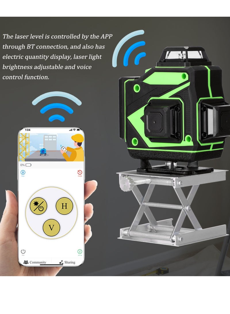 Multifunctional 4D 16 Lines Laser Level 3° Self-leveling Machine USB Rechargeable Lithium Battery Leveling Tool with 1.2M 3-Heights Adjustable Alloy Extension Bar Tripod Stand - Image 4