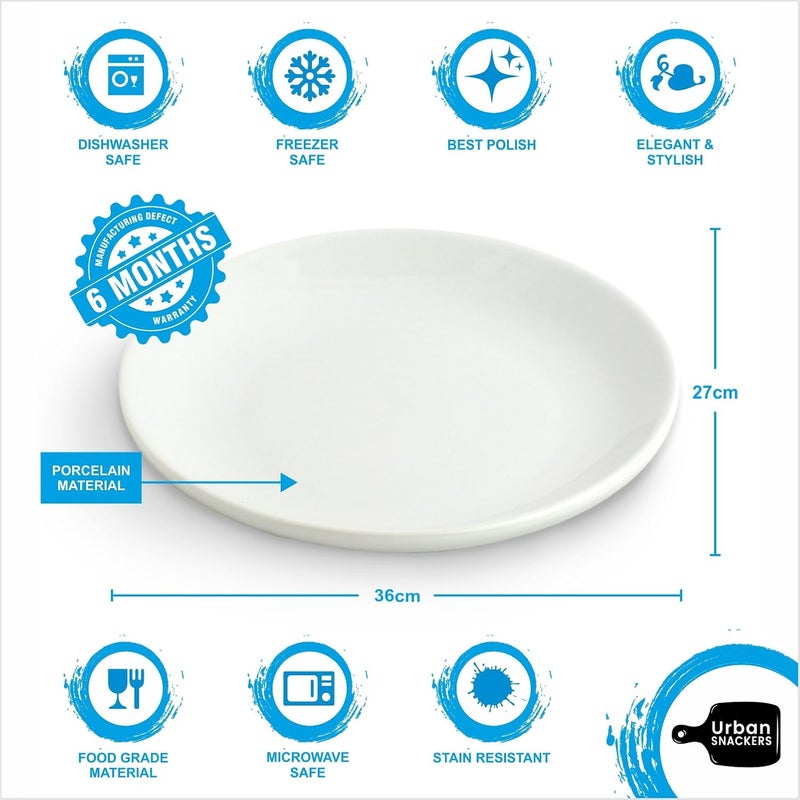 URBAN SNACKERS Urban Snakers Porcelain Plates Oval Shape Dinner Plates 36 cm Used for Serving Pasta, Dining and Snacks White Plate Pack of 1 Dishware and Freezer Safe Plate - Image 3