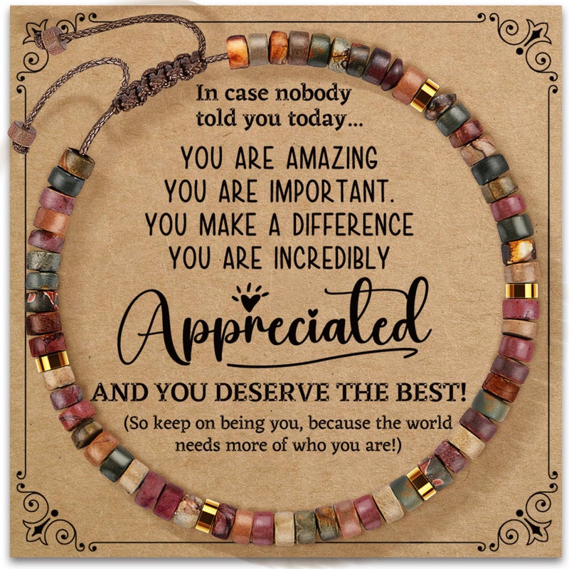 ZOKCC Inspirational Gifts Bracelets for Women: Healing Natural Stone Beads Bracelets - Appreciation Thank You Gifts for Coworkers Teacher Boss Nurse Employee Friend Farewell - Image 1