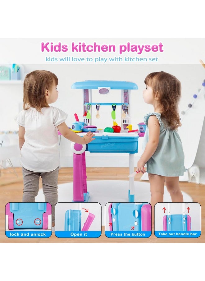 زيست فور تويز مجموعة ألعاب مطبخ للأطفال من Zest 4 Toyz مع حقيبة أدوات مائدة وطاولة لعب تظاهري للبنات والأولاد من سن 3 سنوات فما فوق  - Image 4
