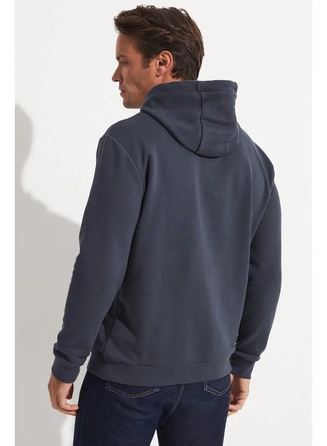جون June Men Regular Fit Kangaroo Pocket Hooded Sweatshirt Anthracite
