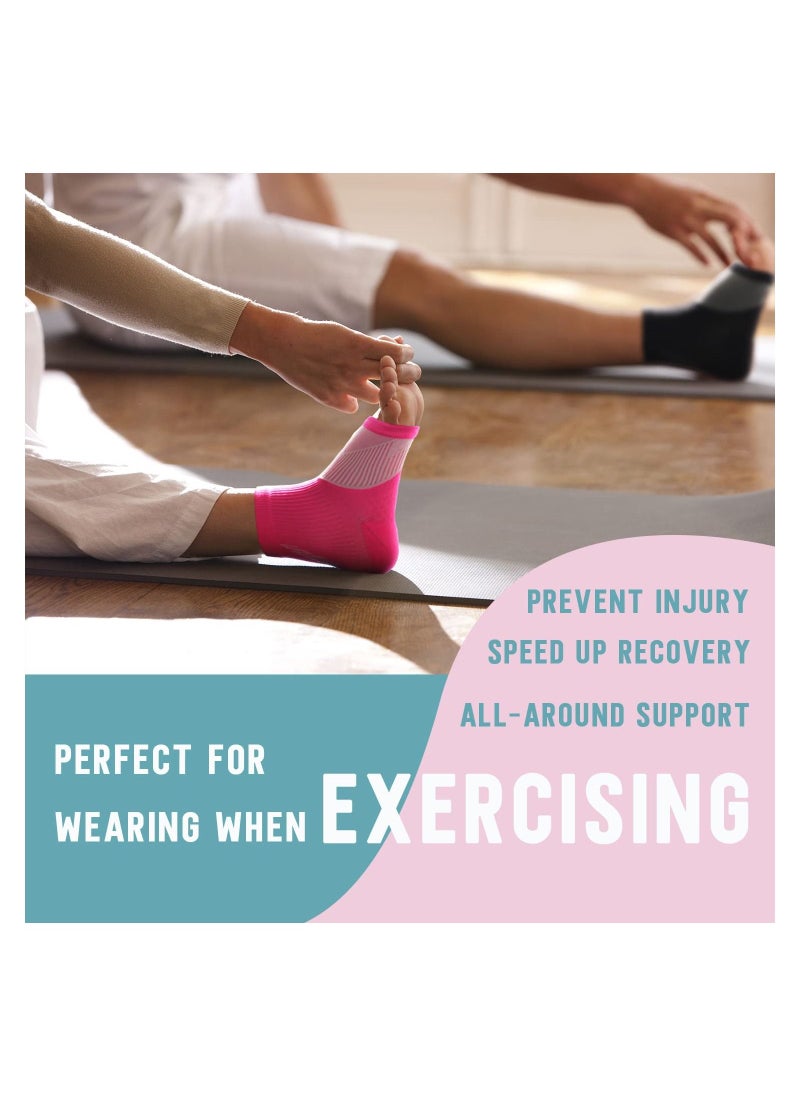 SYOSI - Ankle Compression Sleeve for Women Men, 20-30 mmHg Foot Sleeves for Ankle Heel Support Injury Recovery for Sports Achilles, Ankle Protection for Running Cycling Dancing Ankle Sports Socks (Pink M) - Image 1