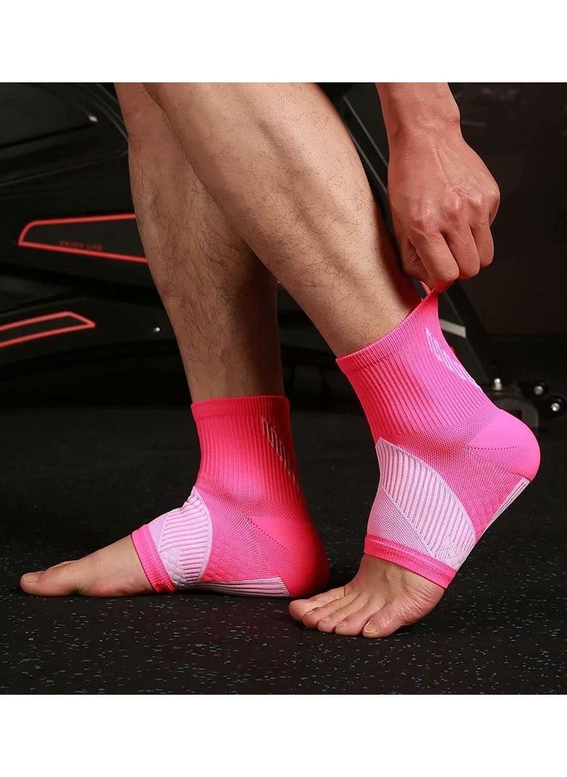 SYOSI - Ankle Compression Sleeve for Women Men, 20-30 mmHg Foot Sleeves for Ankle Heel Support Injury Recovery for Sports Achilles, Ankle Protection for Running Cycling Dancing Ankle Sports Socks (Pink M) - Image 1