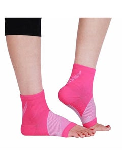 Ankle Compression Sleeve for Women Men, 20-30 mmHg Foot Sleeves for Ankle Heel Support Injury Recovery for Sports Achilles, Ankle Protection for Running Cycling Dancing Ankle Sports Socks (Pink M)