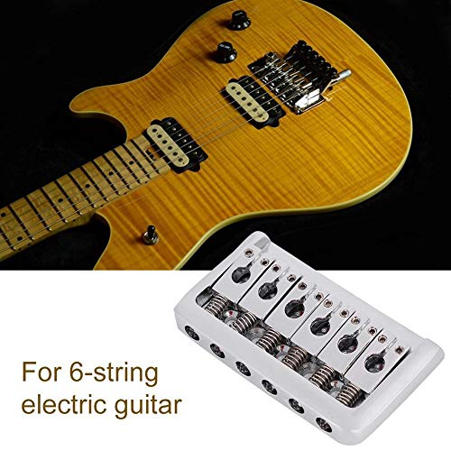 Dilwe Guitar Bridge, Metal 6 Strings Fixed Hardtail Guitar Bridge Saddle with 4Pcs Screws for Electric Guitar(Silver) - Image 2