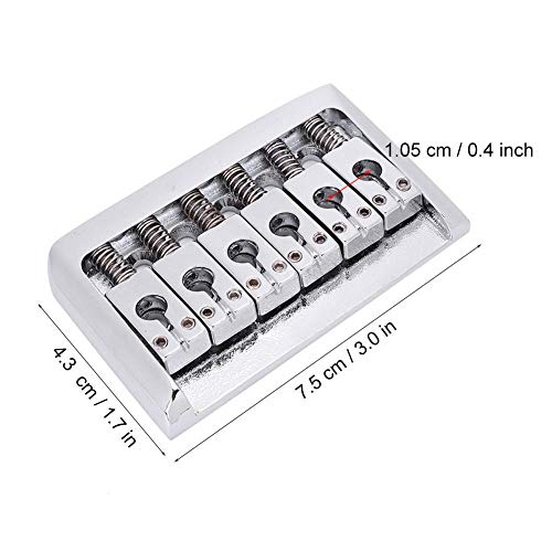 Dilwe Guitar Bridge, Metal 6 Strings Fixed Hardtail Guitar Bridge Saddle with 4Pcs Screws for Electric Guitar(Silver) - Image 5