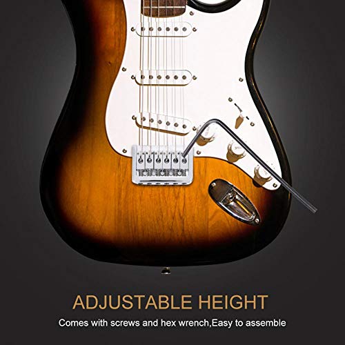 Dilwe Guitar Bridge, Metal 6 Strings Fixed Hardtail Guitar Bridge Saddle with 4Pcs Screws for Electric Guitar(Silver) - Image 3