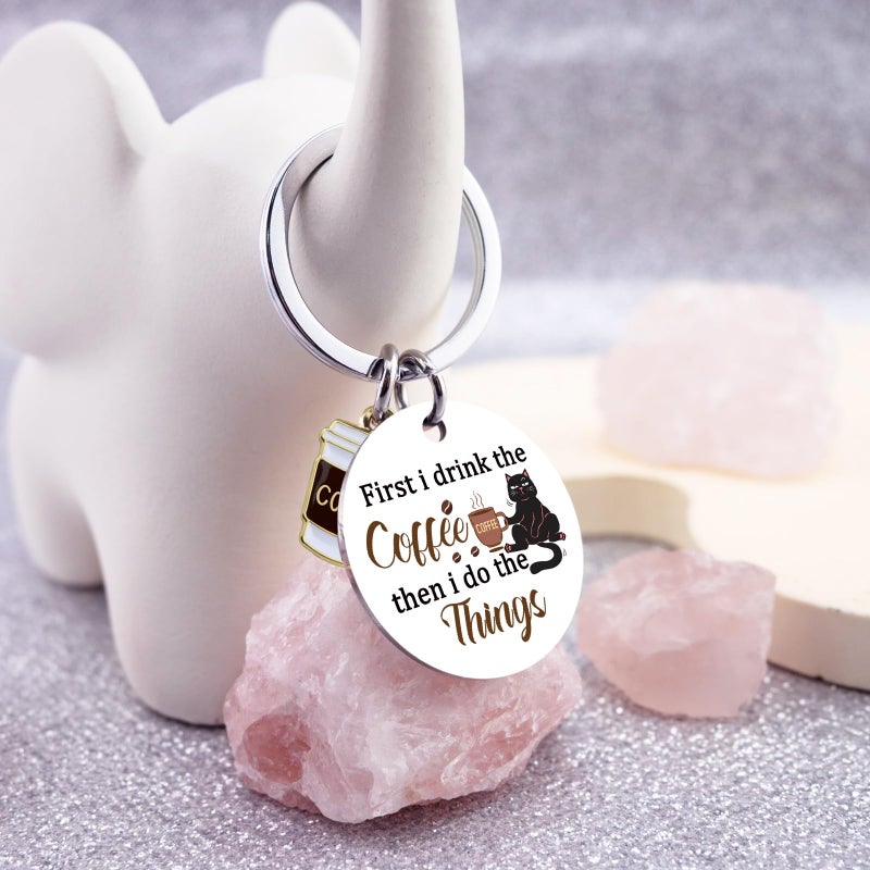 Uerifr Coffee Lover Gifts for Women Cute Coffee Keychain Decor Gift Basket Ideas Barista Gifts for Men Funny Coworker Gift for Friends Coffees Themed Accessories Stuff for Cofee Lovers - Image 5