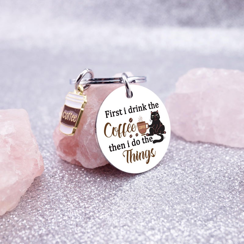 Uerifr Coffee Lover Gifts for Women Cute Coffee Keychain Decor Gift Basket Ideas Barista Gifts for Men Funny Coworker Gift for Friends Coffees Themed Accessories Stuff for Cofee Lovers - Image 3