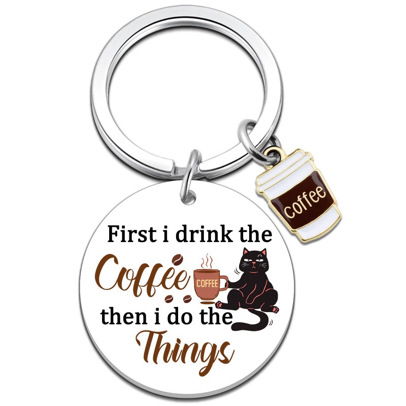 Uerifr Coffee Lover Gifts for Women Cute Coffee Keychain Decor Gift Basket Ideas Barista Gifts for Men Funny Coworker Gift for Friends Coffees Themed Accessories Stuff for Cofee Lovers - Image 1