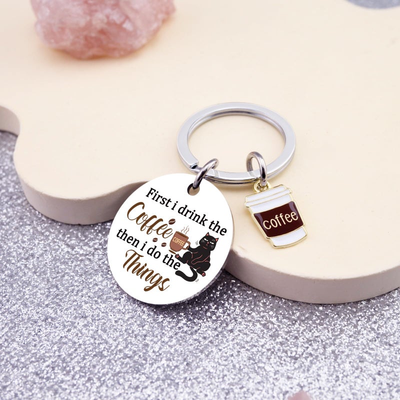 Uerifr Coffee Lover Gifts for Women Cute Coffee Keychain Decor Gift Basket Ideas Barista Gifts for Men Funny Coworker Gift for Friends Coffees Themed Accessories Stuff for Cofee Lovers - Image 2