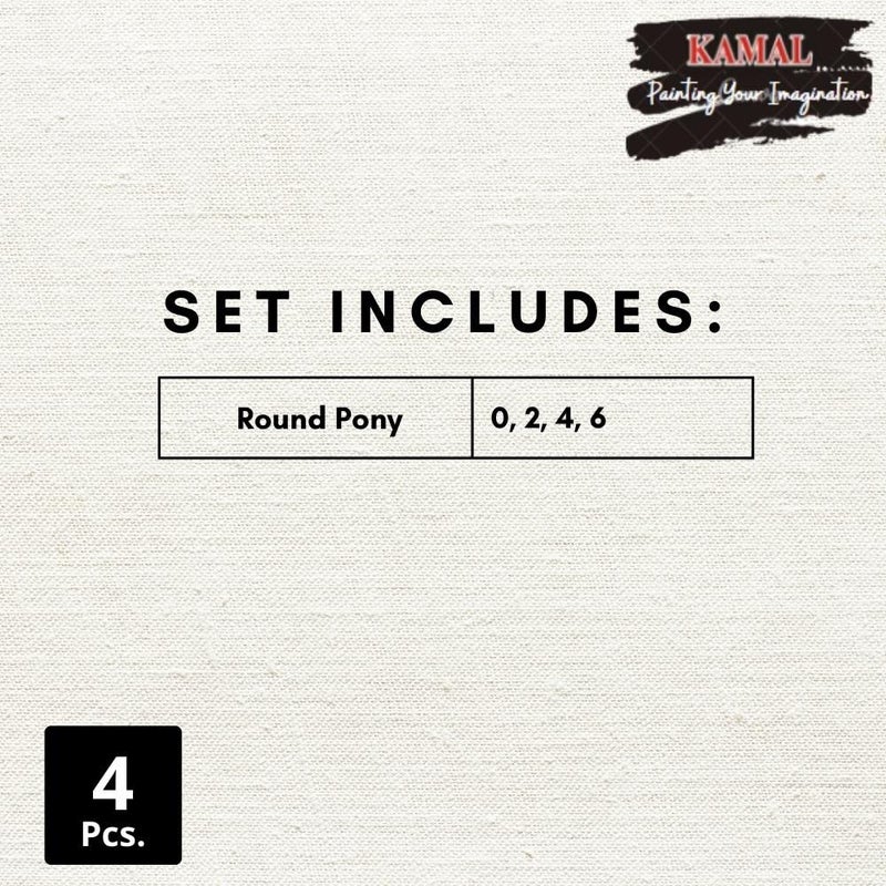 Kamal فرشاة كمال® دائرية من شعر البوني الطبيعي غير الاصطناعي مجموعة من 4 فرش للرسم للفنانين أو الطلاب مناسبة للرسم بالزيت، الأظافر، الأكريليك - مقبض بلون بني - Image 5