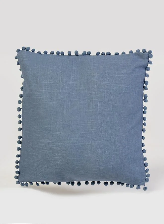 Styli 1-Piece Cotton Cushion Cover With Pom-Pom Trim 45X45Cm