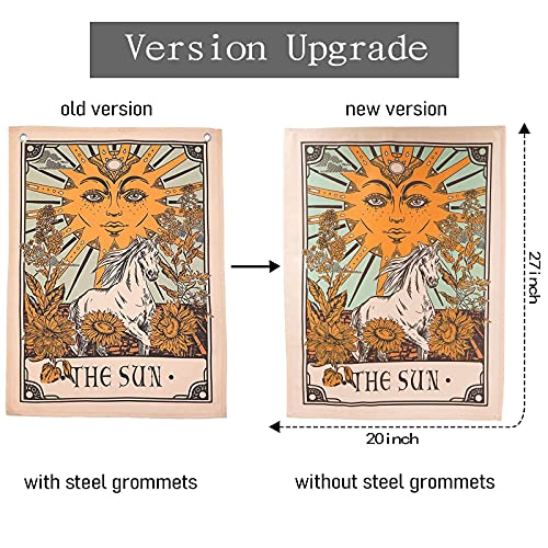 Accnicc 3 Pack Tarot Sun Moon and Star Tarot Card Tapestry, Brown and Beige Tapestries Wall Hanging, Vertical Vintage Aesthetic Wall Tapestry for Room with Steel Grommets (Brown, 20'' × 27'') - Image 2