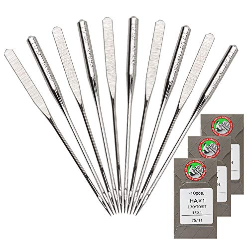 APACALI 30Pcs Embroidery Needles for Brother Size 90/14 130/705H HAx1 Embroidery Machine Needles Sewing Needles for Brother Embroidery Machine (3 Pack of 10 Needles) - Image 1