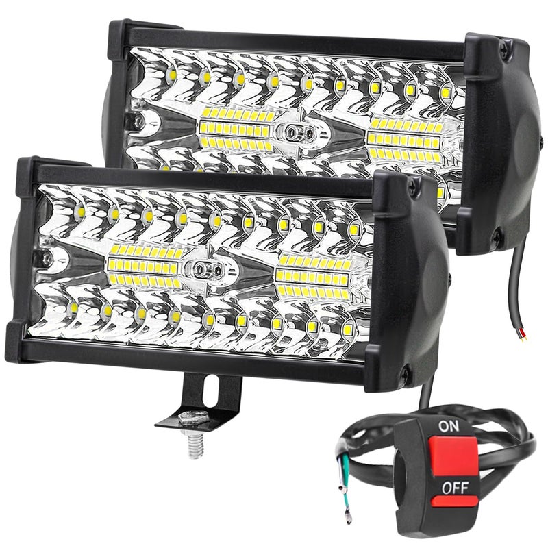 FABTEC 36 LED 7 Inch/18cm LED Bar Light LED Fog Light for All Motorcycles/Bike/Scooty/E-Rikshaw (Set Of 2) (7 Inch,White) - Image 1