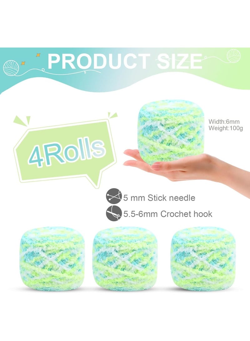 SYOSI Acrylic Knitting Yarn, 4 x 100g Multi-Colored Yarn for Crochet Knitting Hand Sewing, Soft and Durable Fibers for Bags Blankets Hats Toys Scarves Sweaters DIY Crafts, 4 Pack - Image 2